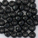 Toho Round Seed Beads Size 3/0 5.5mm, 49 Opaque Jet, 8 grams