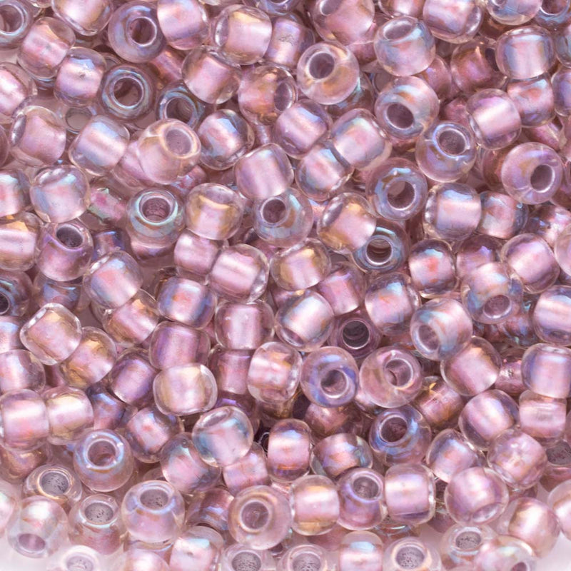 Toho Round Seed Beads Size 6/0 4mm, 267 Inside-Color Crystal/Rose Gold-Lined