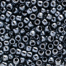 Toho Round Seed Beads Size 6/0 4mm, 81 Metallic Hematite, 8 grams