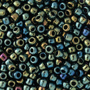Toho Round Seed Beads Size 6/0 4mm, 84 Metallic Iris - Green/Brown, 8 grams
