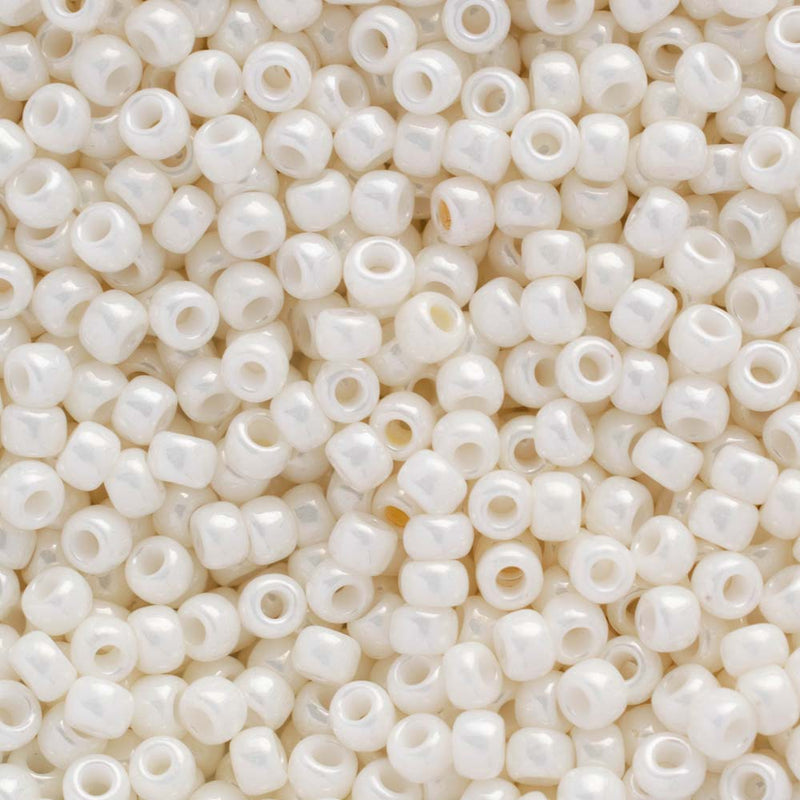 Toho Round Seed Beads Size 8/0 3mm, 122 Opaque-Lustered Navajo White