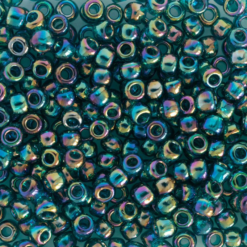 Toho Round Seed Beads Size 11/0 2.2mm, 167BD Transparent-Rainbow Teal