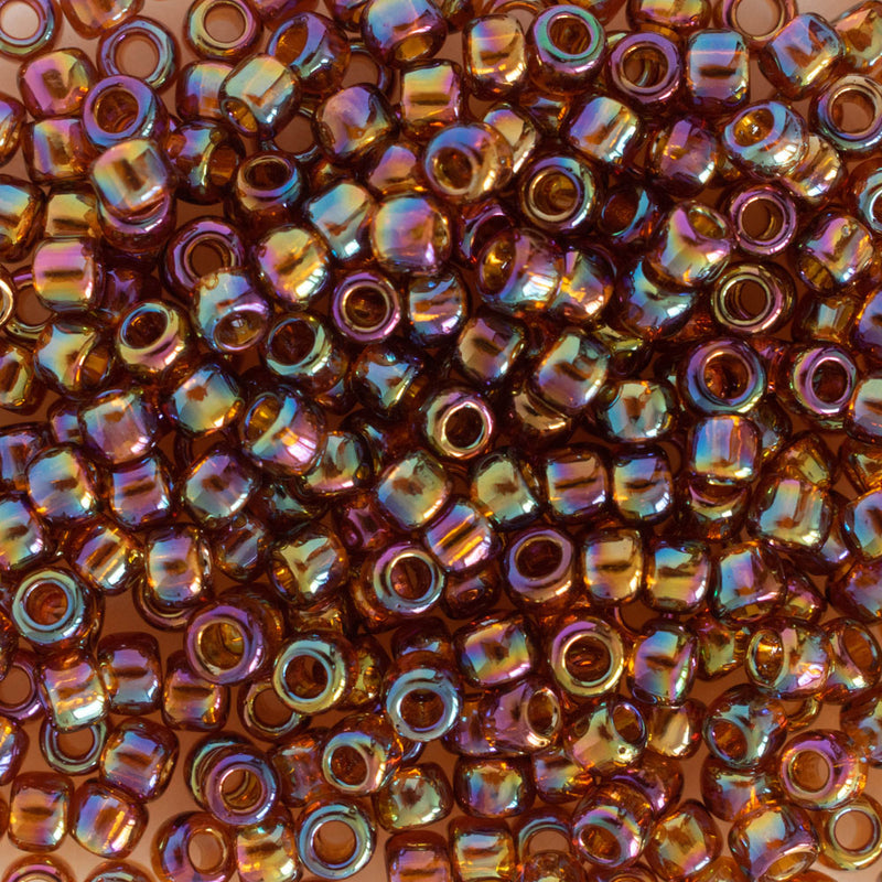 Toho Round Seed Beads Size 8/0 3mm, 177 Transparent-Rainbow Smoky Topaz