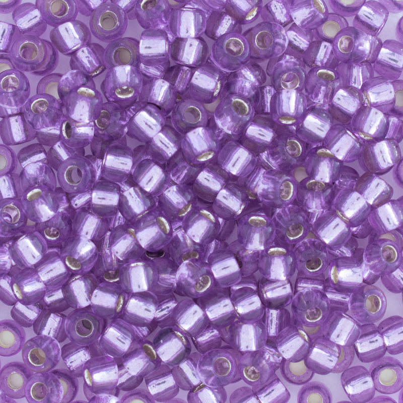 Toho Round Seed Beads Size 8/0 3mm, 2219 Silver-Lined Light Grape