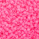 Toho Round Seed Beads Size 8/0 3mm, 910F Ceylon Frosted Hot Pink, 8 grams