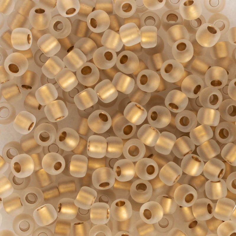 Toho Round Seed Beads Size 8/0 3mm, 989F Gold-Lined Frosted Crystal