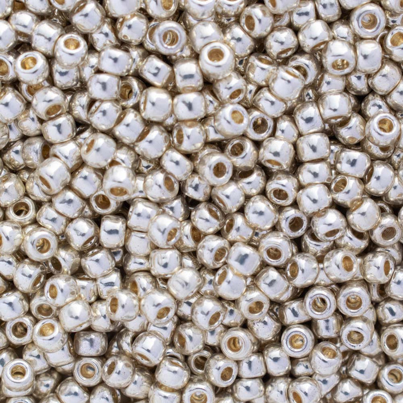 Toho Round Seed Beads Size 8/0 3mm, PF558 PermaFinish - Galvanized Aluminum