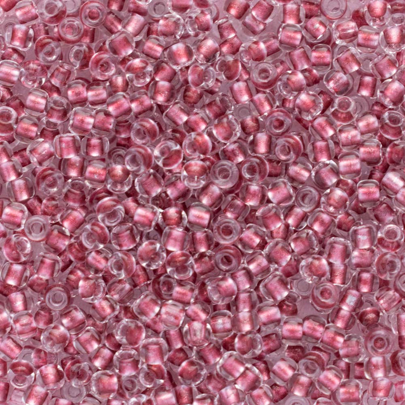 Toho Round Seed Beads Size 11/0 2.2mm, 1015 Inside-Color Crystal/Blush-Lined