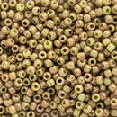 Toho Round Seed Beads Size 11/0 2.2mm, 1209 Marbled Opaque Avocado/Pink, 8 grams