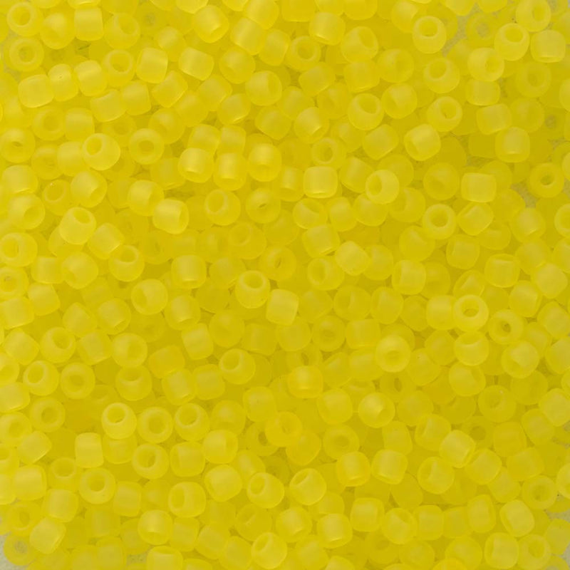 Toho Round Seed Beads Size 11/0 2.2mm, 12F Transparent-Frosted Lemon