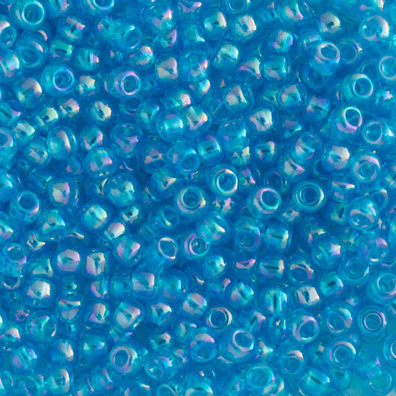 Toho Round Seed Beads Size 11/0 2.2mm, 163B Transparent-Rainbow Dark Aqua