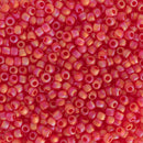 Toho Round Seed Beads Size 11/0 2.2mm, 165BF Transparent-Rainbow Frosted Siam Ruby