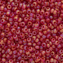 Toho Round Seed Beads Size 11/0 2.2mm, 165CF Transparent-Rainbow Frosted Ruby, 8 grams