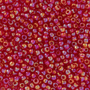 Toho Round Seed Beads Size 11/0 2.2mm, 165C Transparent-Rainbow Ruby, 8 grams