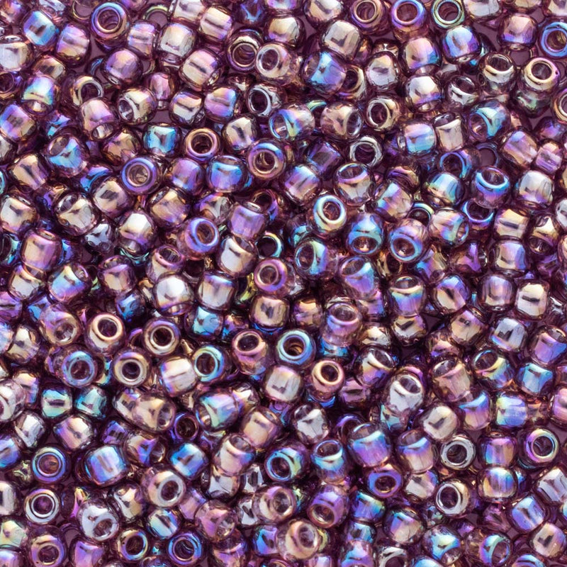 Toho Round Seed Beads Size 11/0 2.2mm, 166B Transparent Rainbow Medium Amethyst