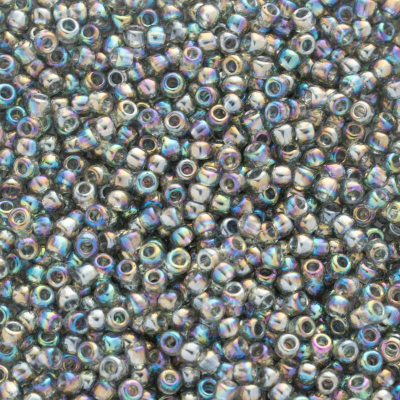 Toho Round Seed Beads Size 11/0 2.2mm, 176B Transparent-Rainbow Grey