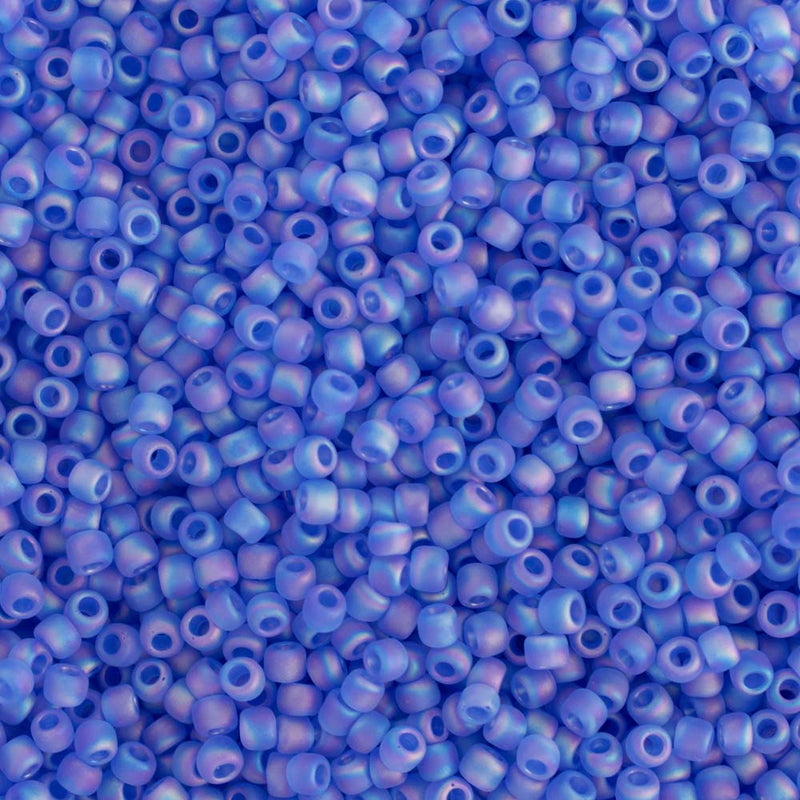 Toho Round Seed Beads Size 11/0 2.2mm, 178F Transparent-Rainbow Frosted Sapphire