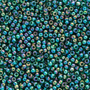 Toho Round Seed Beads Size 11/0 2.2mm, 179 Transparent-Rainbow Green Emerald, 8 grams