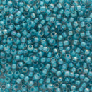 Toho Round Seed Beads Size 11/0 2.2mm, 183 Inside-Color Luster Crystal/Opaque Aqua-Lined, 8 grams