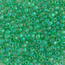 Toho Round Seed Beads Size 11/0 2.2mm, 187 Inside-Color Crystal/Shamrock-Lined, 8 grams