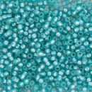 Toho Round Seed Beads Size 11/0 2.2mm, 2104 Silver-Lined Milky Teal, 8 grams