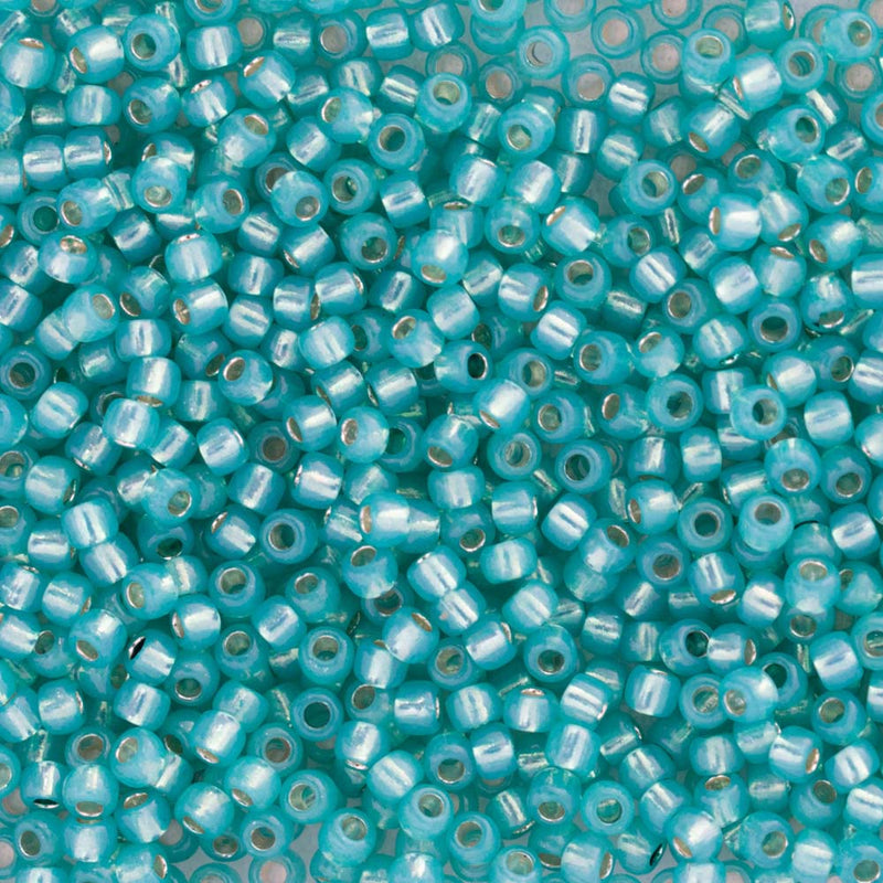 Toho Round Seed Beads Size 11/0 2.2mm, 2104 Silver-Lined Milky Teal