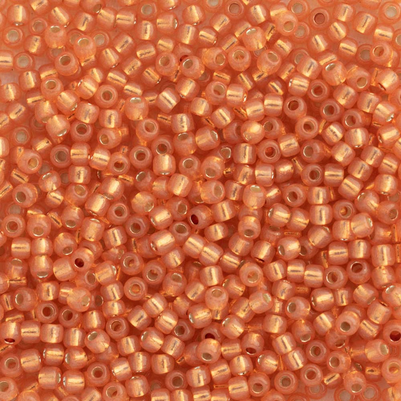Toho Round Seed Beads Size 11/0 2.2mm, 2112 Silver-Lined Milky Grapefruit
