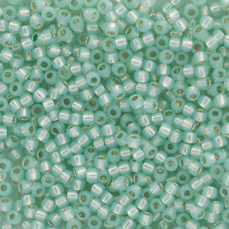 Toho Round Seed Beads Size 11/0 2.2mm, 2118 Silver-Lined Milky Light Peridot