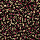 Toho Round Seed Beads Size 11/0 2.2mm, 2204 Dyed Silver-Lined Pink Frosted Olivine, 8 grams