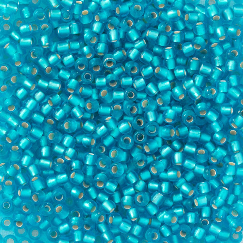 Toho Round Seed Beads Size 11/0 2.2mm, 23BF Silver-Lined Frosted Dark Aqua