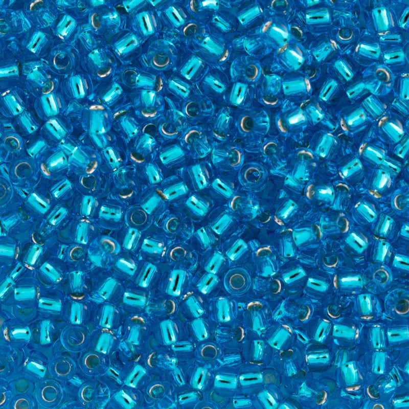 Toho Round Seed Beads Size 11/0 2.2mm, 23C Silver-Lined Aquamarine Blue