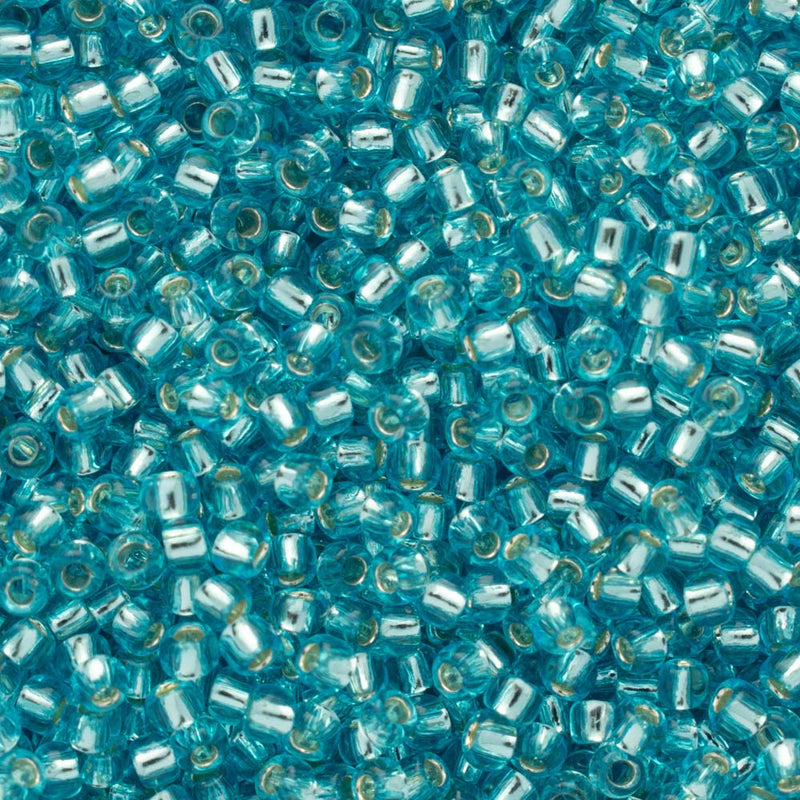 Toho Round Seed Beads Size 11/0 2.2mm, 23 Silver-Lined Aquamarine