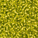 Toho Round Seed Beads Size 11/0 2.2mm, 24 Silver-Lined Lime Green, 8 grams