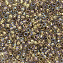 Toho Round Seed Beads Size 11/0 2.2mm, 262 Inside-Color Crystal/Gold-Lined, 8 grams