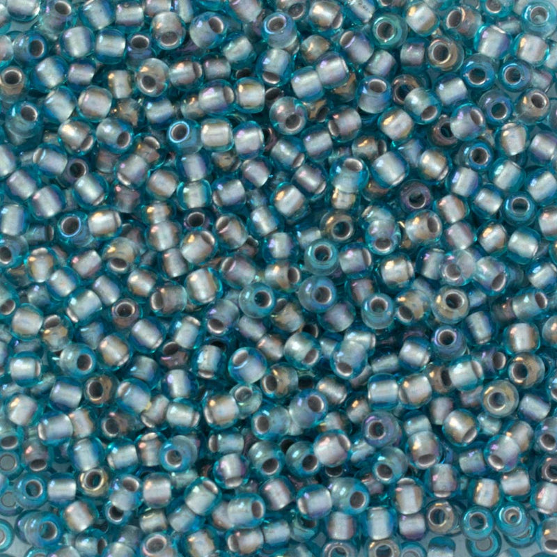 Toho Round Seed Beads Size 11/0 2.2mm, 277 Inside-Color Aqua/Lavender-Lined