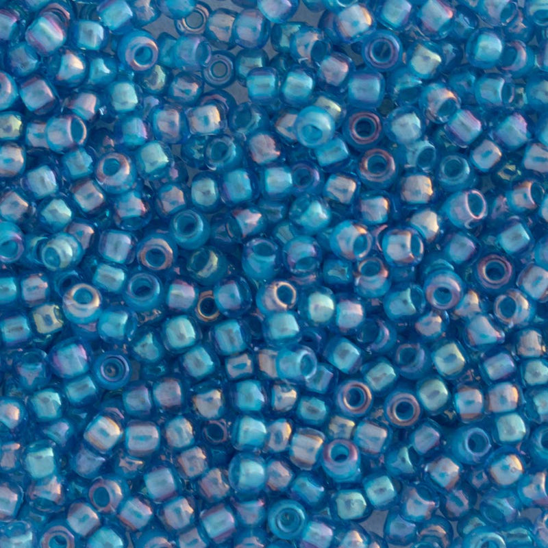 Toho Round Seed Beads Size 11/0 2.2mm, 309 Inside-Color Light Sapphire/Opaque Blue-Lined