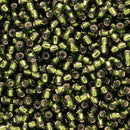 Toho Round Seed Beads Size 11/0 2.2mm, 37 Silver-Lined Olivine, 8 grams
