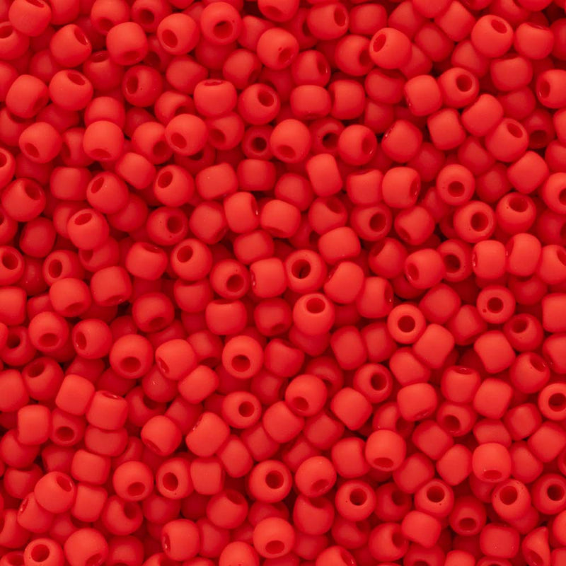 Toho Round Seed Beads Size 11/0 2.2mm, 45AF Opaque-Frosted Cherry