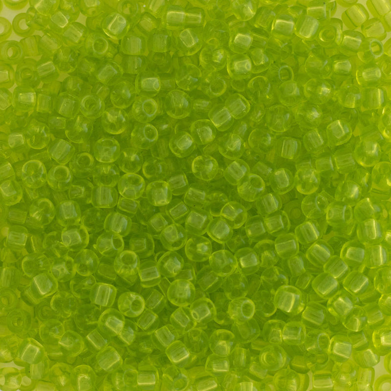 Toho Round Seed Beads Size 11/0 2.2mm, 4 Transparent Lime Green