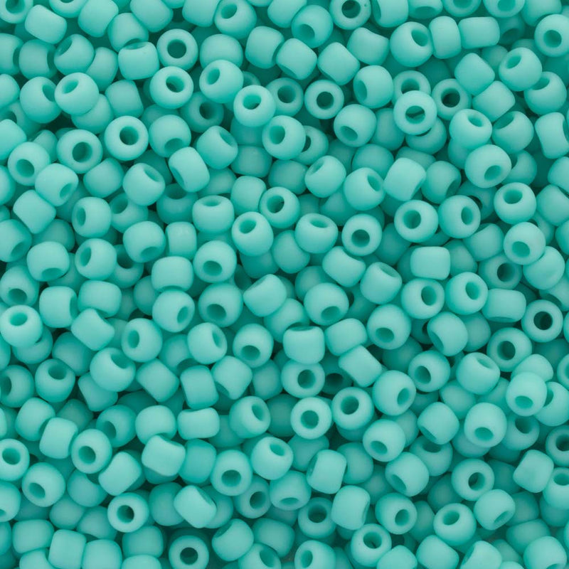Toho Round Seed Beads Size 11/0 2.2mm, 55F Opaque-Frosted Turquoise
