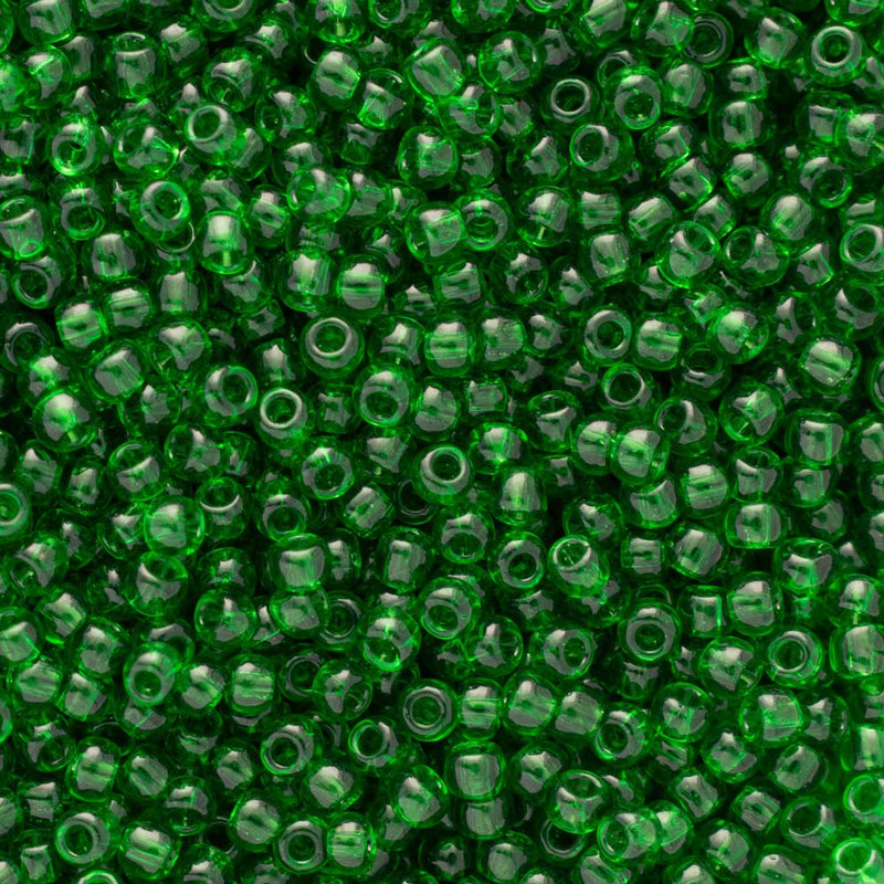 Toho Round Seed Beads Size 11/0 2.2mm, 7B Transparent Grass Green, 8 grams