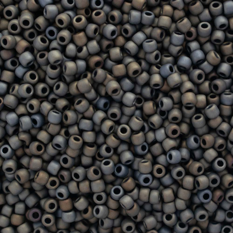 Toho Round Seed Beads Size 11/0 2.2mm, 83F Frosted Metallic Iris - Brown