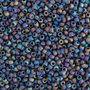 Toho Round Seed Beads Size 11/0 2.2mm, 86F Opaque-Frosted-Rainbow Iris, 8 grams