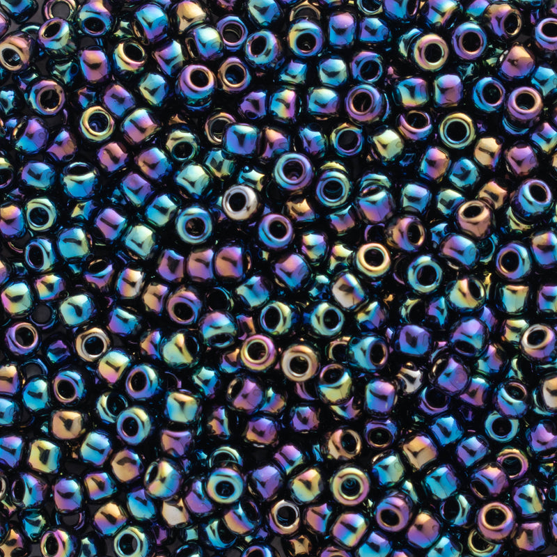 Toho Round Seed Beads Size 15/0 1.5mm, 86 Metallic Rainbow Iris
