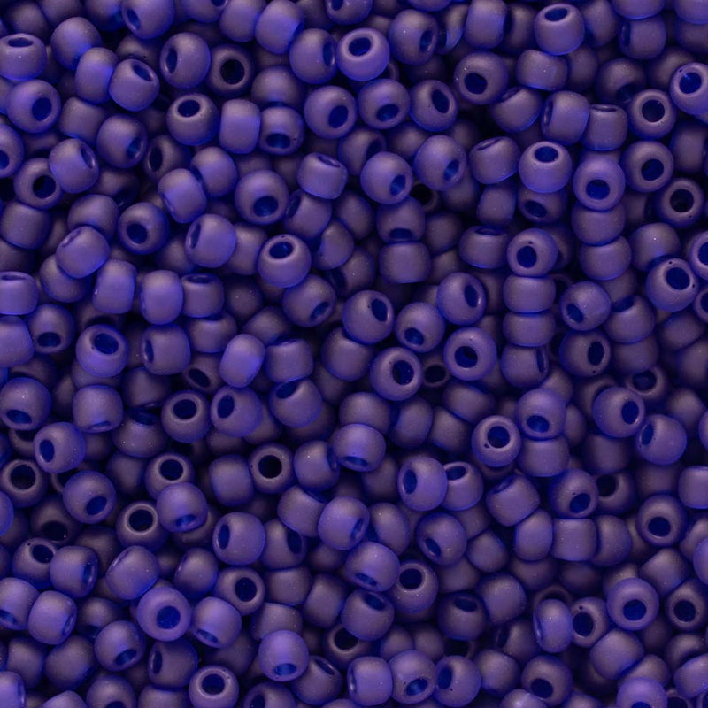Toho Round Seed Beads Size 11/0 2.2mm, 8DF Transparent-Frosted Cobalt