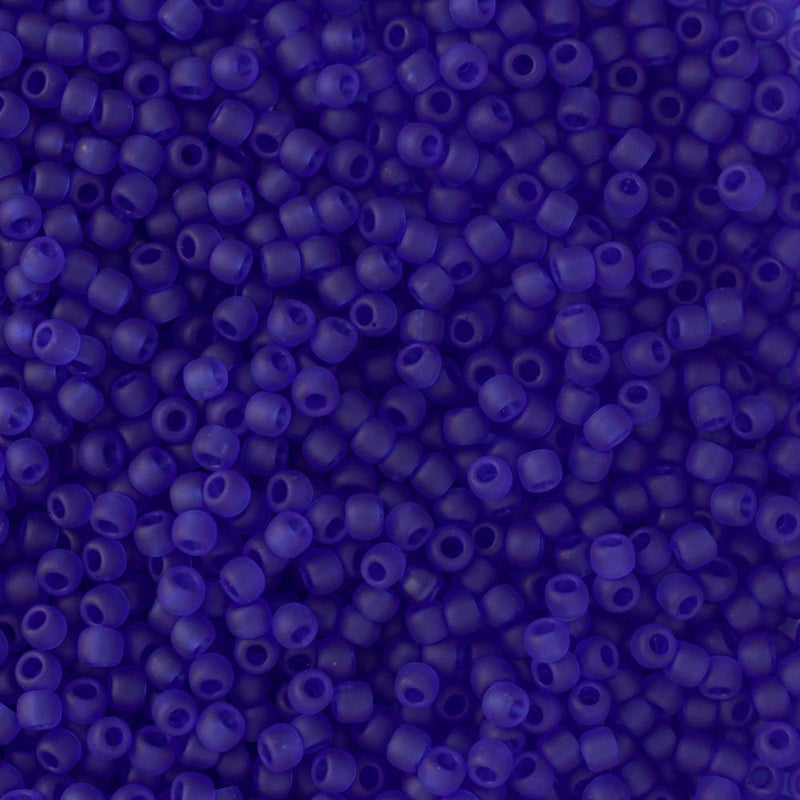 Toho Round Seed Beads Size 11/0 2.2mm, 8F Transparent-Frosted Dark Sapphire, 8 grams