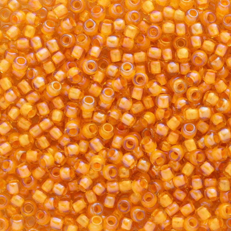 Toho Round Seed Beads Size 11/0 2.2mm, 950 Inside-Color Jonquil/Burnt Orange-Lined