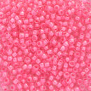 Toho Round Seed Beads Size 11/0 2.2mm, 965 Inside-Color Crystal/Carnation-Lined, 8 grams