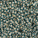 Toho Round Seed Beads Size 11/0 2.2mm, 990 Gold-Lined Aqua, 8 grams