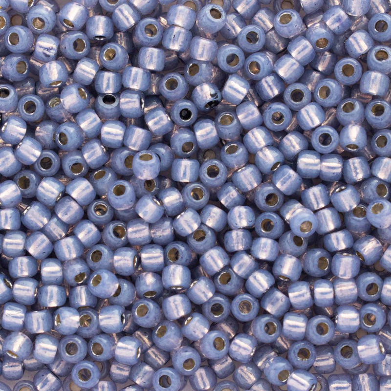 Toho Round Seed Beads Size 11/0 2.2mm, PF2124 PermaFinish - Silver-Lined Milky Tanzanite
